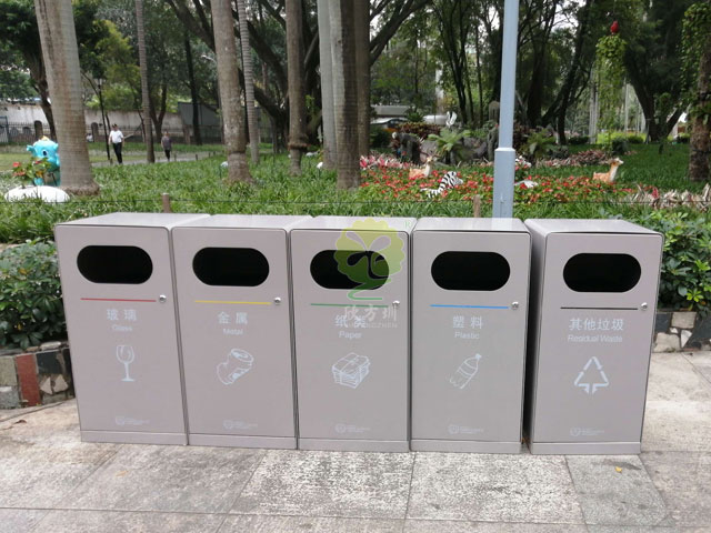 深圳公園戶外不銹鋼垃圾桶烤漆果皮箱